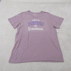 Womens Graphic Tee Shirt Size XL Purple Short Sleeve Casual Preppy